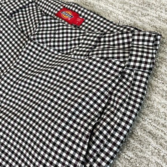 DICKIES Gingham Cropped Trousers Size 3 Black & White Mini Check Stretch Pants - Picture 3 of 13
